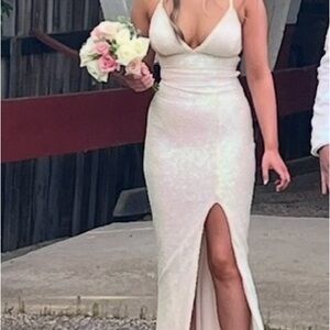 Chic Cream Sleeveless Prom/ Homecoming Dress